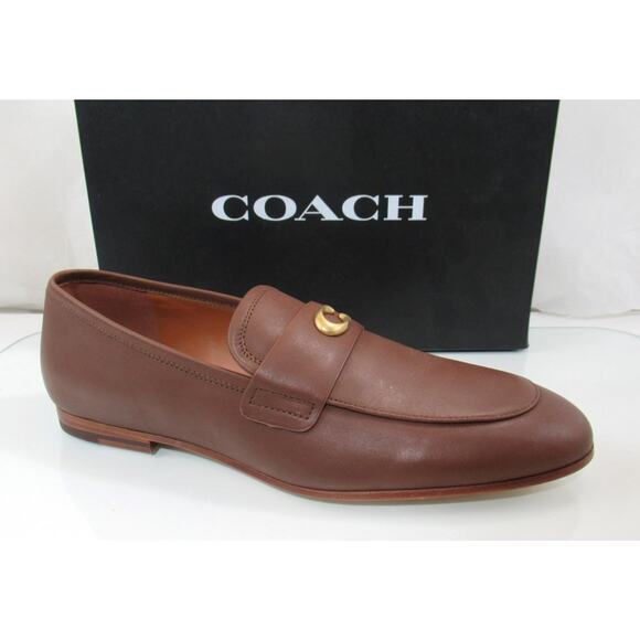 Men's Coach Sculpted C Signature Leather Slip On Loafer Shoes Saddle Size 11